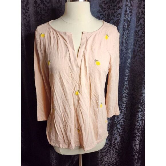 Loft | Peach Lemon Embroidered Top - Picture 2 of 5